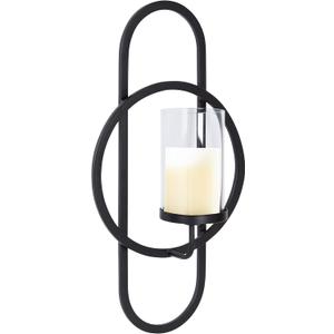 Kate and Laurel Jonas Metal Wall Sconce, 10 x 5 x 19, Black, Sleek Modern Iron Wall Sconce for Lighting and Decor