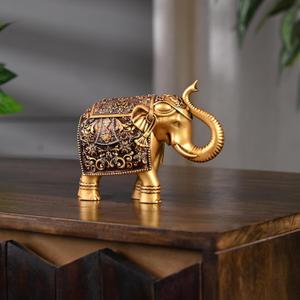 Royal Elephant Statue for Home Decor | Decorative Elephant Figurine for Living Room Office Table | Good Luck Gifts for Women Men Birthday Anniversary or Housewarming Showpiece - 5 Inch