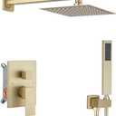 Brushed Gold Shower System Bathroom Luxury Rain Mixer Shower Combo Set Wall Mounted Rainfall Shower Head System Shower Faucet Rough-in Valve Body and Trim Kit