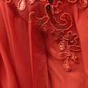 OFEYCHUN Lace Chiffon Mother of The Bride Dress Red Cap Sleeves Formal Dress Ruffle Evening Gowns Size 12
