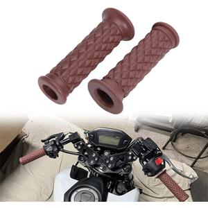 Motorbike Rubber Grips Universal 7/8" 22mm & 1" 25mm Slip Resistant Handlebar Handle Grips - Coffee,Open End