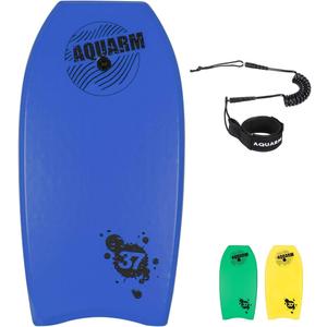 Bodyboard with Wrist Leash 37-inch Lightweight Body Board with EPS Core and High-Speed Slick Bottom Surface, Perfect Surfing for Kids Teens and Adults