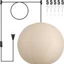 23.6in Paper Lanterns Plug in Hanging Lamp Off-White 19.7FT Cord