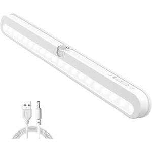 BLS Under Cabinet Lighting, 2200mah Rechargeable Closet Lights Motion Sensored, Battery Powered/DC Cable Plug in LED Light, 14 inch, 6000K Cool White, Dimmable, Under Counter Lights for Kitchen