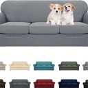 MAXIJIN 4 Piece Couch Covers for 3 Cushion Couch Super Stretch Non Slip Couch Cover for Dogs Pet Friendly Elastic Jacquard Furniture Protector Sofa Slipcovers (Sofa, Light Gray)