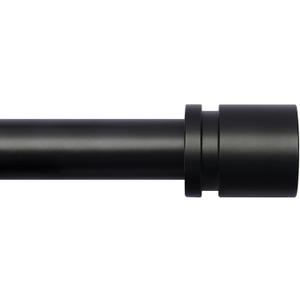 Curtain Rods for Windows 16 to 144 Inches Adjustable Length 1 Inch Diameter Window Curtain Rod with Aluminium Finials, Black