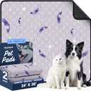 Washable Pee Pads for Dogs, 2Pack Reusable Puppy Pads, Super Absorbent & Leakproof Dog Pads, Anti-Slip Dog Pee Pads for Puppy Training & Incontinence, Feather Pattern 24"x36"