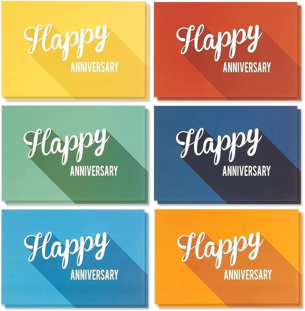BEST PAPER GREETINGS 36 Pack Happy Anniversary Cards Bulk with Envelopes - Work, Wedding, Employee Appreciation Cards (Retro Design, Blank Inside, 4x6 In)
