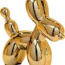 Ceramic Balloon Dog Statues Gold Home Decor Modern Decorative Ceramic Animal Statues Ornaments for Living Room Bedroom Office Desktop Cabinets Cute Dog (Medium)