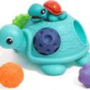 ROHSCE Sensory Balls Montessori Toys for Babies 6-12 Months, Baby Sensory Toys Turtle Toys Bright Color Textured Multi Soft Balls, BPA Free Ball for Toddlers 1-3 Teething Gifts (Green-Turtle Piggy Bank Ball)