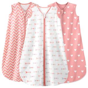 Yoofoss Baby Sleep Sack 0-6 Months Baby Wearable Blanket 100% Organic Cotton 2-Way Zipper TOG 0.5 Toddler Sleeping Sack, Lightweight Sleep Sacks for Babies(Small) (Pink Arrow)