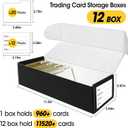 AZEN 12 Pack Trading Card Storage Box, Hold 11000+ Standard Trading Cards, Cardboard Storage Box with 20 Dividers and 12 Labels for Sports TCG Magic Mtg Card