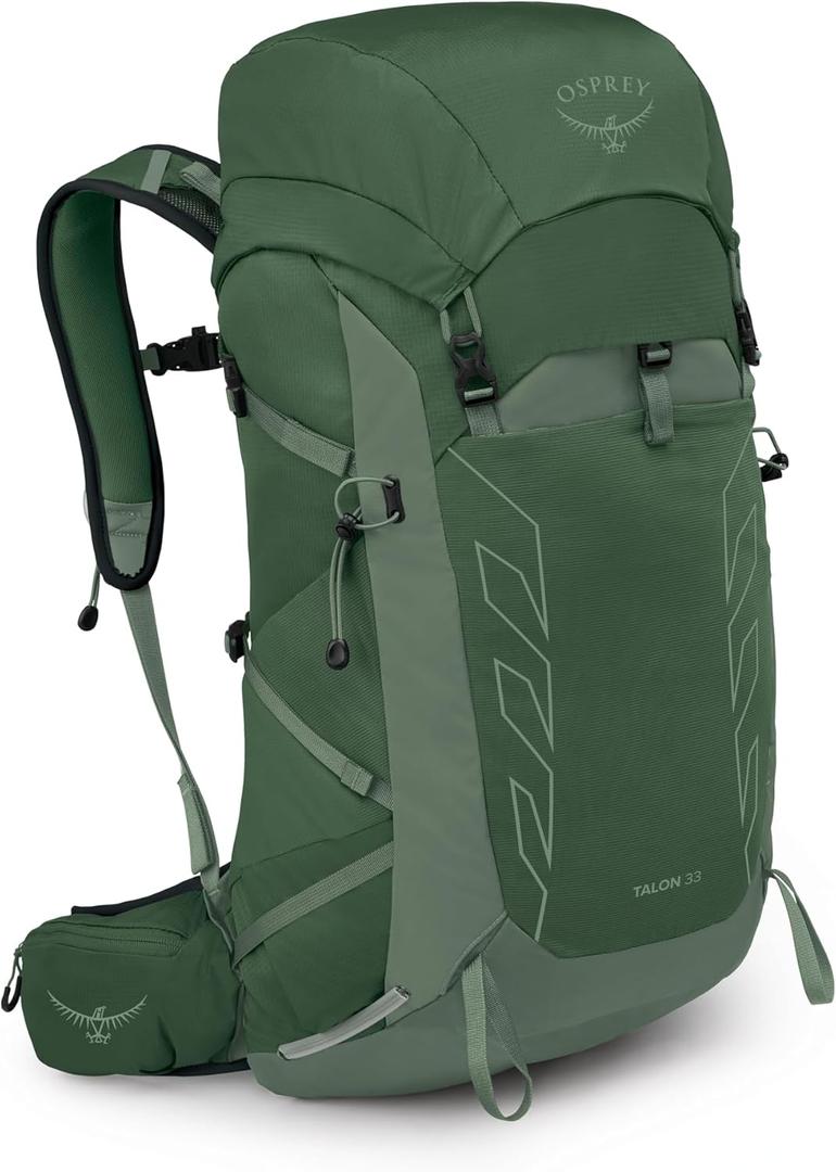 Osprey Talon 33L Men's Lightweight Hiking Backpack - Daypack for Travel & Camping, Green Canopy/Pine Leaf