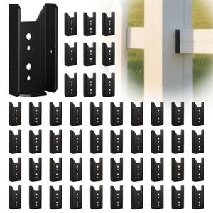 50PCS 2x4 Fence Brackets - Black Powder Coated 18 Gauge 2x4 Brackets for Wood Deck Rail to Post, Heavy Duty Steel Deck Railing Connectors 2 x 4 with Pre-Drilled Screw Holes