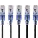 Monoprice Cat6A 6in Black 5-Pk Patch Cable UTP 30AWG 10G Pure Bare Copper Snagless RJ45 SlimRun Series Ethernet Cable