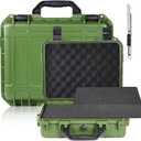 1 Pcs 11.3 x 8.7 x 4.2 Inch Waterproof Hard Case with DIY Customizable Foam Insert Portable Protective Case with Knife for Camera Drones Equipments Tools Test Instruments (Green)