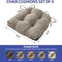 IPYNBAP Chair Cushions for Dining Chairs Set of 4, Kitchen Chair Cushions, Chair Pads with Ties and Non Slip Backing, Tufted Memory Foam Seat Cushion, 15.5" x 15.5" x 4", Khaki