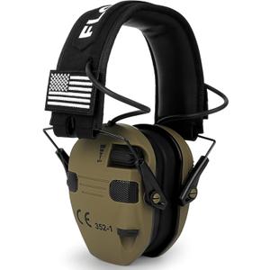 Electronic Ear Protection for Shooting with 5X Sound Amplification, Active Ear Protection for Gun Range, NRR 23dB Hearing Protection for Shooters, Noise Reduction Headphones for Hunting, Shooting (Brown)