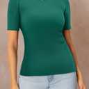 ONLYSHE Womens Short Sleeve T Shirts Summer Crewneck Tops Ribbed Knit Slim Fit Shirt Casual Basic Tees Tops (Large)