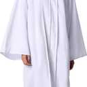 MyGradDay Unisex Matte choir robes for church Baptism Officiant Confirmation Costume,Graduation Gown Pastor &judges robe (White) 45"(5'0"-5'2")