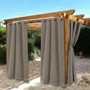 BONZER Waterproof Indoor/Outdoor Curtains for Patio - Thermal Insulated, Sun Blocking Grommet Blackout Curtains for Bedroom, Porch, Living Room, Pergola, Cabana, 2 Panels, 52 x 108 inch, Vintage Linen