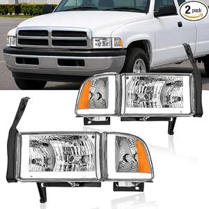 LED DRL Headlight Assembly for 1994-2001 Dodge Ram 1500
for 1994-2002 Ram 2500 3500(DON'T Fit SPORT Models or Ram VAN Models) Chrome Housing Amber Reflector