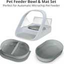 Bowl & Mat Set for Automatic Microchip Cat Pet Feeder, Sealing Ring Design for Keeping Food Fresh and Reducing Odor, Easy to Clean (Grey)