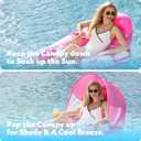 SLOOSH Inflatable Pool Floats Lounger with Canopy for Adult - Pool Lounge Float with Cup Holder & Backrest, Footrest for Pool Party, Swimming, Lake, Beach, Travel