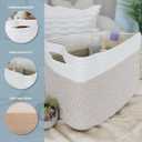 OrganiHaus Rope Baskets for Shelves - Set of 3 Woven Storage Baskets for Organizing, Closet & Toy Storage - Light Honey/Off-White - 15x9x10