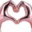 Pink heart and hand sculptures and statues, hand and heart sculptures home decor, heart and hand decor bohemian wedding decor for edgy room coffee table office living room bedroom bookshelf decor.