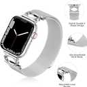 3 x Magnetic Mesh Metal Band Compatible with Apple Watch 10, Dressy C Shaped Buckle Milanese Bracelet Stainless Steel Adjustable Strap Replacement for Apple Ultra Series 9/8/7/6/5/4/3/2/1/SE Women Men