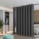 Joydeco Blackout Patio Sliding Door Curtains 108 Inches Long, Grommet Privacy Room Divider Curtains, Extra Wide Thermal Blackout Drapes for Bedroom Living Room (Grey, 100Wx108L, 1 Panel)