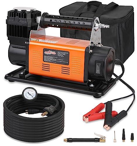 ROAD2SUMMIT Heavy Duty Portable 12V Air Compressor Kit Inflate 6.35CFM (180L/ Min), Max 150PSI, Off-Road Air Compressor Kit for 4x4 Vehicle RV, Air Pump for ATVS Tire, for Car and SUV Tire