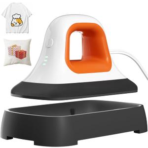 Mini Heat Press Machine for T-Shirts, Hats Shoes - Ceramic Plate, 3 Temp Settings, Auto Shutoff, Portable Handheld Iron for Sublimation & HTV Projects
