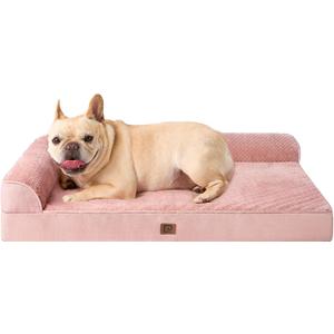 EHEYCIGA Memory Foam Dog Bed Medium Sized Dogs, Waterproof Dog Bed Orthopedic with Washable Removable Cover, Non-Slip Pet Bed Couch for Crate, 30x20x6 Inches, Pink