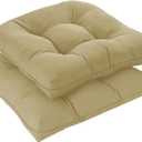 downluxe Outdoor Chair Cushions Set of 2 for Patio Furniture, Waterproof Tufted Overstuffed Patio Furniture Cushions, Memory Foam Outdoor Seat Cushion, 19" X 19" X 5", Khaki, 2 Count