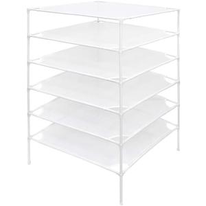 6 Layer Sweater Drying Rack Mesh Foldable, Stackable, White