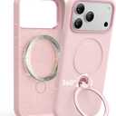 Liquid Silicone for iPhone 17 Pro Case, Fit for MagSafe, 360 Spin Stand, Soft Liquid Silicone Cozy Grip, Camera Control, Protective Case for iPhone 17 Pro for Women Girl, Pink