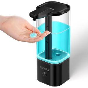 Secura 18.6 Ounce Liquid Automatic Soap Dispenser with 3 Level Touchless Distance Volume Control, LED Color-Changing Light Guides Handwashing Timing