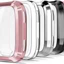 Simpeak 5Pack Soft Screen Protector Bumper Case Compatible with Fitbit Versa Smartwatch, Full Protection, Rose Pink/Clear/Silver/Black/Rose Gold