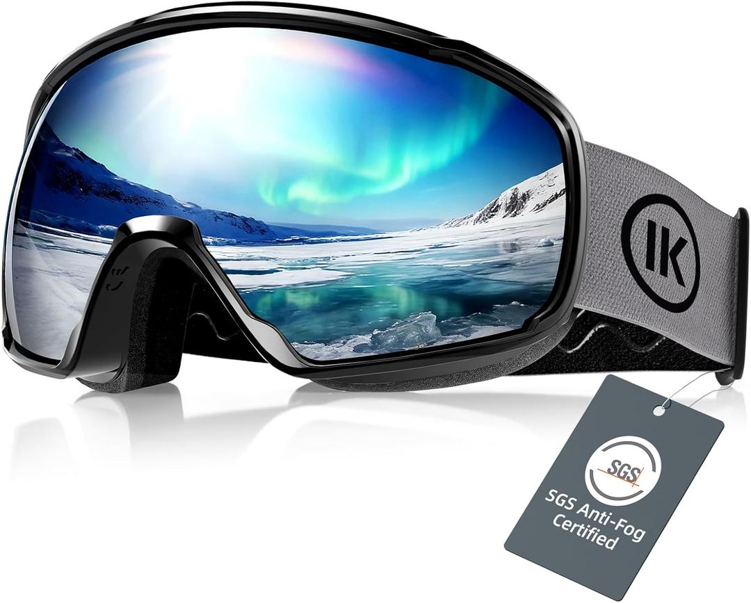 Innerking OTG Ski Goggles SGS Approved, Over Glasses Snow Snowboarding Winter Goggles Anti Fog for Adult, Youth, Men Women (7 x 3.5 inches, A1 - Vlt 11%)