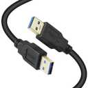 USB 3.0 Male to Male Cable 6.6 ft Type A Male to A Male Cord 5 Gbps Double USB A to USB A Cable Compatible with Hard Drive Cooling Fan/pad DVD Player and More(Black, 6.6FT)