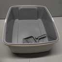 Amazon Basics Large Cat Litter Box with High Sides, Open Top for Easy Access, Includes Scoop with Storage, 19" x 15" x 11.75", Grey/Beige