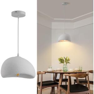 11.8in Wabi Sabi Pendant Light, Kitchen Island Lighting Fixture Ceiling Mount Japanese Lamp Japandi Chandelier for Dining Living Room Hallway Bedroom Restaurant Hanging Lamp, White 1 Pack
