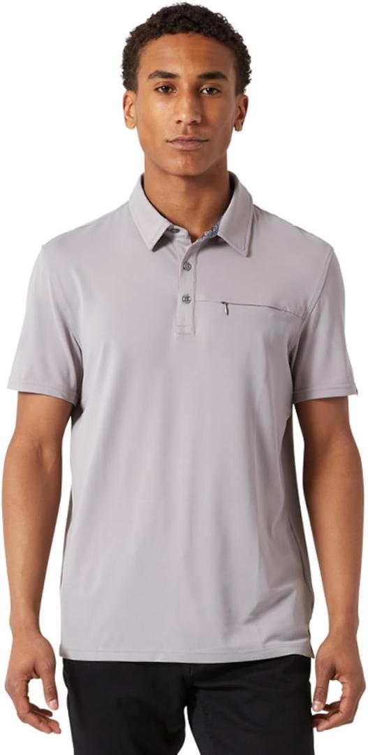 DKNY Mens Polo Shirts - Short Sleeve Quick Dri Fit Golf Polo Shirts for Mens | Performance Men's Polo Shirts with Pocket (Medium)