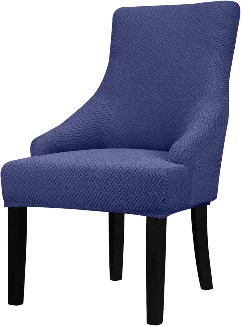 Lellen Stretch Wingback Chair Cover Slipcover - Reusable Wingback Side Chair Slipcover,Dining Chair Covers,Arm Protector Seat Cover for Dining Room Banquet Home DecorNavy, 1PC (01 T-shaped Twill Navy)