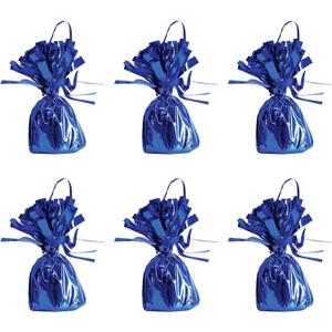 Beistle Metallic Wrapped Balloon Weights, Set of 6, Blue Party Decorations with Loop for Balloons, Centerpieces and Table Dcor for Birthdays Events and Celebrations, 6 oz