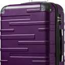 Coolife Luggage Suitcase Carry-on Hardside Travel Luggage TSA Lock Spinner Telescopic Handle (Purple, S(20in_carry on)