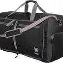 Bago Foldable Duffel Bags for Traveling Women & Men - 40L Sports Packable Duffle Bag for Travel with Shoe Compartment - Water Repellant, Heavy Duty, Lightweight Folding & Collapsible (Black)