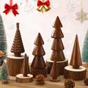 Namalu 6 Pcs Vintage Wooden Christmas Tree Wood Farmhouse Christmas Trees Rustic Xmas Table Centerpiece Figurines Handmade Unfinished Ornaments for Craft Tabletop Winter Holiday Mantel Shelf(Brown)